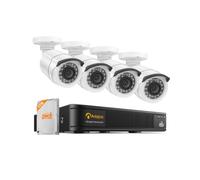 Anlapus H.265+ Kit Vidéosurveillance Extérieur 4 Caméras 2MP IP66, DVR 8CH 1080P 1To, Détection IA Personnes et Véhicules, Alerte Email, APP Gratuite & Accès à Distance,Enregistrement 24/7, Blanc