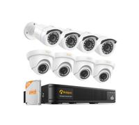 Anlapus Kit 4 Caméras Dôme 4 Caméras Bullet Extérieur 1080p DVR 8CH 1T HDD | Détection de Personnes et de Véhicules, Vision Nocturne 24 m Alerte Instantanée Via APP Gratuite