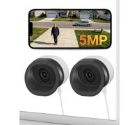 Anlapus Lot de 2 caméras de fenêtre Wi-FI A60 Pro 3K 5 MP, Surveillance intérieure vers l'extérieur sans perçage, Vision Nocturne Couleur en Cas de lumière ambiante, détection IA Personnes/véhicules