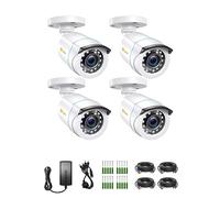 Anlapus Pack 4 Caméras de Surveillance Extérieure 1080P IP66 | Vision Nocturne de 24 m Objectif de 3.6mm Caméra Supplémentaire pour Kit Vidéo Surveillance de Mode TVI, Blanc