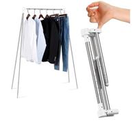ANLEBUY Portant à vêtements portable, pliable, pour danse, voyage, camping, linge, intérieur, extérieur, sécher, camping-car, mini porte-vêtements compact blanc + 3 cintres pliables