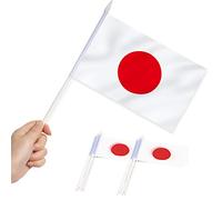 Anley Japan Mini Flag 12 Pack - Petits Drapeaux Miniatures Janpanese portatifs sur bâton - Couleurs Vives et résistantes à la décoloration - 5.5 x 8 Pouces avec Poteau Solide et Haut en Lance
