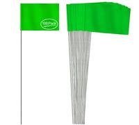 Anley Lot de 100 Drapeaux de marquage en Vinyle 4" X 5" avec Poteau en Acier de 38,1 cm pour l'industrie, l'aménagement paysager, Les Services publics souterrains, Les égouts et l'arpentage (Vert)