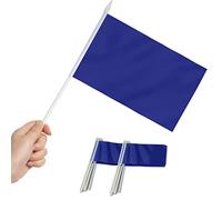 Anley Lot de 12 mini drapeaux bleus - Petits drapeaux miniatures miniatures bleus solides sur bâton- 12,7 x 20,3 cm avec mât solide et pointe en forme de lance