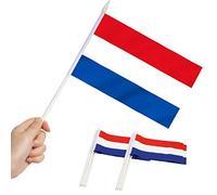 Anley Netherlands Mini Flag 12 Pack - Petits drapeaux hollandais miniatures portatifs sur bâton - Couleurs vives et résistantes à la décoloration - 5.5 x 8 pouces avec poteau solide et haut en lance
