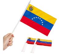 Anley Venezuela Mini Flag 12 Pack - Petits Drapeaux vénézuéliens Miniatures portatifs sur bâton - Couleurs Vives et résistantes à la décoloration - 5.5 x 8 Pouces avec mât Solide et Haut en Lance