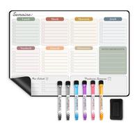 ANLIOTE Calendrier Magnétique Frigo A3, Planning Semainier Aimanté | 42x30 cm Tableau Blanc Effaçable sans Trace, Aimant Puissant + 6 Marqueurs & 1 Effaceur - Menu Repas & Organiseur