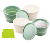 Anlising 4PCS Boîtes à Boules à Pizza, Boîte à Boules de Pizza avec Couvercle, Envoyer 1 Grattoir à Pâte, boîte de Fermentation de la Pâte à Pizza, boîtes à pâte à Pizza Pliable,pour pâte à Pizza,Pain