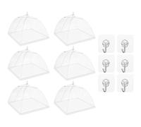 Anlising Cloche Alimentaire Pliable, 6PCS Anti-Mouche Couvercle de Nourriture, Envoyer 6 Crochet Adhésif, Cloche à Fruits Anti Moucherons, Pop-up Cloche Alimentaire Tente, pour Barbecues, Camping