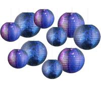 Anlising Lanternes en Papier Planètes, 10PCS Lanternes en Papier sur le Thème, 2 Tailles Lanterne en Papier Suspendue Étoile Planète, 3D Ronde Lanterne Papier, pour Fête, Anniversaire, Décoration