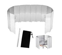 Anlising Pare-Vent Pliable Aluminium, 16 Plaques Pare-Brise de Réchaud de Camping, Camping Plein Air Pare-Brise, Envoyer 1 Soufflet de Poche, Pare Vent Pliable Rechaud, pour Camping, Cuisinière à Gaz