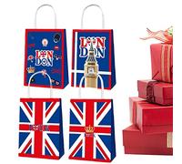 Anloximt Sacs Union Jack | Sacs en Papier Drapeau Britannique - 12 Sacs-Cadeaux réutilisables, Bureau pour Sac collationNoël