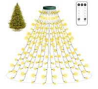 Anmossi Guirlande Lumineuse Sapin de Noel avec Anneau,2m 400LED Guirlande de Noel avec 16 Cordes de Lumières,8 Modes d'Eclairage,IP44 Etanche,Fonction Mémoire pour Arbre de 120 cm à 300 cm,Blanc Chaud