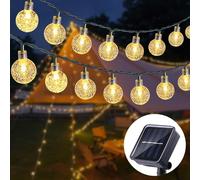 Anmossi Guirlande Lumineuse Solaire,11M 60 LEDs Guirlande Lumineuses Solaires Exterieur,8 Modes,Boules de Cristal Extérieure Étanche IP44 pour Jardin,Arbres,Terrasse,Noël,Mariages,Fêtes(Blanc Chaud)