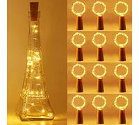 Anmossi LED Bouteille Lumières,Guirlande Lumineuse,Blanc Chaud,2m 20 LEDs Bouteille Guirlande Liège Lampes,Étanche Fil en Cuivre Flexible Décoration pour Mariage,Party,DIY,Noël,Halloween(12 Pièces)
