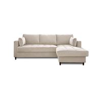 Anna - canapé d'angle convertible - avec coffre - 4 places - style contemporain - droit - Beige