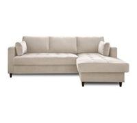Anna - canapé d'angle droit - 4 places - convertible avec coffre - en velours - Beige