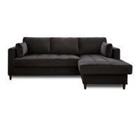 Anna - canapé d'angle convertible - avec coffre - 4 places - style contemporain - droit - Gris foncé Gris foncé G