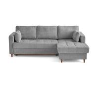 Anna - canapé d'angle droit 4 places convertible avec coffre en velours texturé - Gris