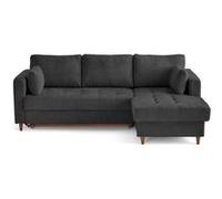 Anna - canapé d'angle droit 4 places convertible avec coffre en velours texturé - Gris Anthracite Gris Anthracite G