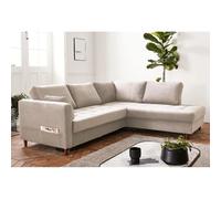 Anna - canapé d'angle droit - 5 places - convertible - en velours - Beige