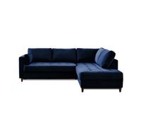 Lisa design Canapé d'angle droit Anna 5 places convertible en velours Bleu nuit