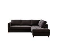 Lisa design Canapé d'angle droit Anna 5 places convertible en velours Gris foncé