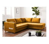 Anna - canapé d'angle droit - 5 places - convertible - en velours