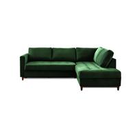 Lisa design Canapé d'angle droit Anna 5 places convertible en velours Vert
