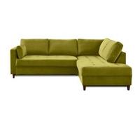 Anna - canapé d'angle droit - 5 places - convertible - en velours - Vert Olive