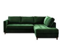 Anna - canapé d'angle droit - 5 places - convertible - en velours - Vert Vert G