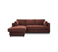 Lisa design Canapé d'angle gauche Anna 4 places convertible avec coffre en velours