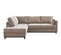Lisa design Canapé d'angle gauche Anna 5 places convertible en velours Beige