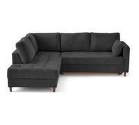 Anna - canapé d'angle gauche 5 places convertible en velours texturé - Gris Anthracite Gris Anthracite G