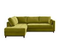 Anna - canapé d'angle gauche - 5 places - convertible - en velours - Vert Olive Vert Olive G