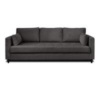 Best mobilier Canapé droit 3 places Anna convertible avec poche en velours Gris foncé
