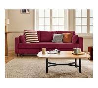 Best mobilier Canapé droit 3 places Anna convertible avec poche en velours texturé Prune