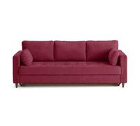 Best mobilier Canapé droit 3 places Anna convertible avec poche en velours texturé Prune