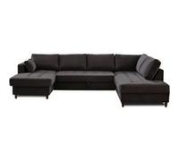 Lisa design Canapé panoramique d'angle droit Anna 7 places convertible avec coffre en velours