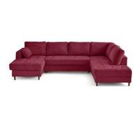 Lisa design Canapé panoramique d'angle droit Anna 7 places convertible coffre velours