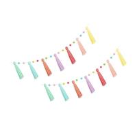 Annadue 2-Pack Guirlande Boho Tassel Pompon 5,9FT pour Fête de Crèche | Pom Pom coloré, pré-assemblé, corde de coton, baby shower, toile de fond photo