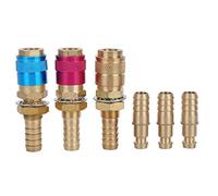 Annadue 3 Pièces M10 Rouge Jaune Bleu Adaptateur de Gaz Refroidi à l'eau Raccord de Connecteur Rapide pour Torche de Soudage TIG, Ensemble de Connecteur Rapide de Torche de Soudage en Laiton pour