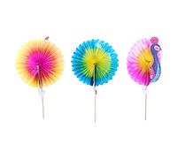 Annadue 50pcs Colorful Fruit Cake Sticks Picks pour Fête Paon (Cocktail) | Poignée en bois naturel, dessus découpé en papier, décor d\'apéritif de cocktail, table de collation éclairante, cinq motifs
