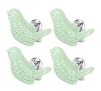 Annadue Boutons en Céramique, Boutons de Tiroir en Forme d'oiseau pour Armoires, Paquet de 4 Décoratifs, Poignée de Traction d'armoire de Tiroir de Porte de Bricolage, Accessoires de Meubles (GREEN)