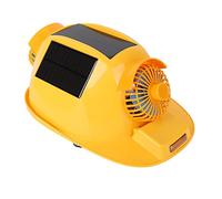 Annadue Casque Solaire avec Lumière et Double Ventilateur, Casque de sécurité pour Les Travaux de Construction, Chapeau Rigide Réglable alimenté par Le Soleil pour l'amélioration de l', Lampe
