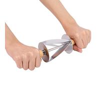Annadue croissant en Acier Inoxydable, Outil à Rouler la Pâte à Pâtisserie, Rouleau Triangulaire pour la Cuisson, Manche Ergonomique en Bois, Facile à Nettoyer, 3 en 1