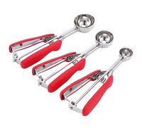 Annadue Ensemble de 3 Cuillères à Crème Glacée en Acier Inoxydable, Cuillère à Biscuits avec Prise Confortable, Pelle à Pastèque pour la Cuisson en Cuisine (rouge)