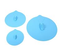 Annadue Ensemble de Couvercles de Joint en Silicone, Conception Unique de Bateau à Vapeur, Couvercle de Tasse, Gadgets de Cuisine, Couvercle d'aspiration Bleu pour le Stockage des Aliments 3 Pièces