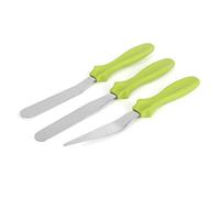 Annadue Ensemble de Spatules de Cuisson en Acier Inoxydable, Spatule à Crème pour Gâteau de qualité Alimentaire, Spatule à Glaçage Réutilisable pour la Cuisson de Gâteaux, 3 Pièces (GREEN)