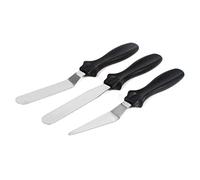 Annadue Ensemble de Spatules de Cuisson en Acier Inoxydable, Spatule à Crème pour Gâteau de qualité Alimentaire, Spatule à Glaçage Réutilisable pour la Cuisson de Gâteaux, 3 Pièces (BLACK)